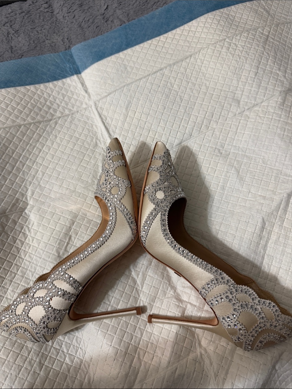 Badgley Mischka Women's Ivory Embellished Pointed-Toe Pumps - Picture 7 of 9